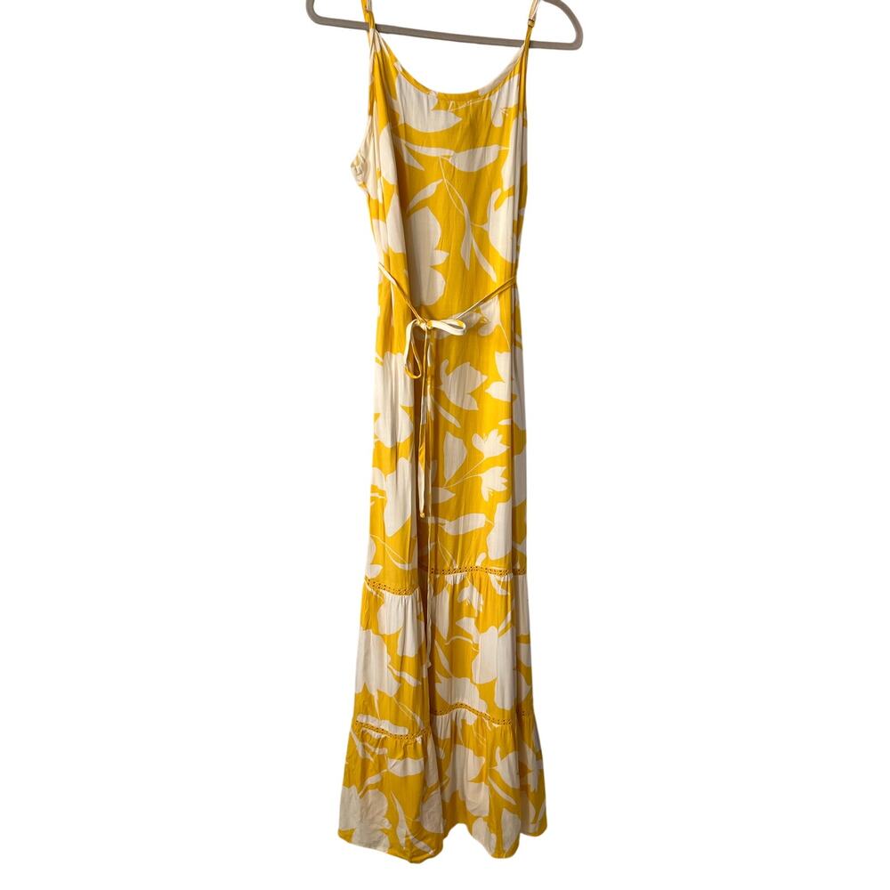 AVA & VIV TIER YELLOW & WHITE MAXI DRESS SZ X 14W EUC
